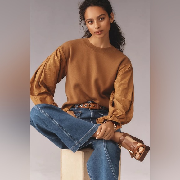 Anthropologie Tops - By Anthropologie Puff-Sleeve Sweater - NWT Size Small